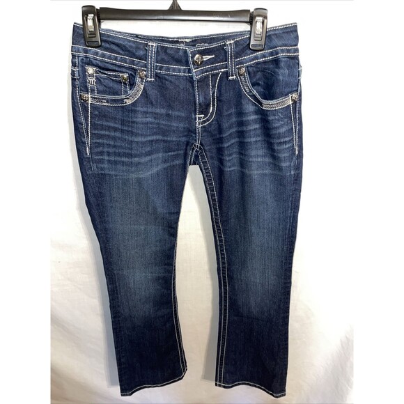 Miss Me Women’s Bootcut Jeans Size 27 30x30 Blue Western Cowgirl Rodeo Dark Wash - Picture 1 of 12